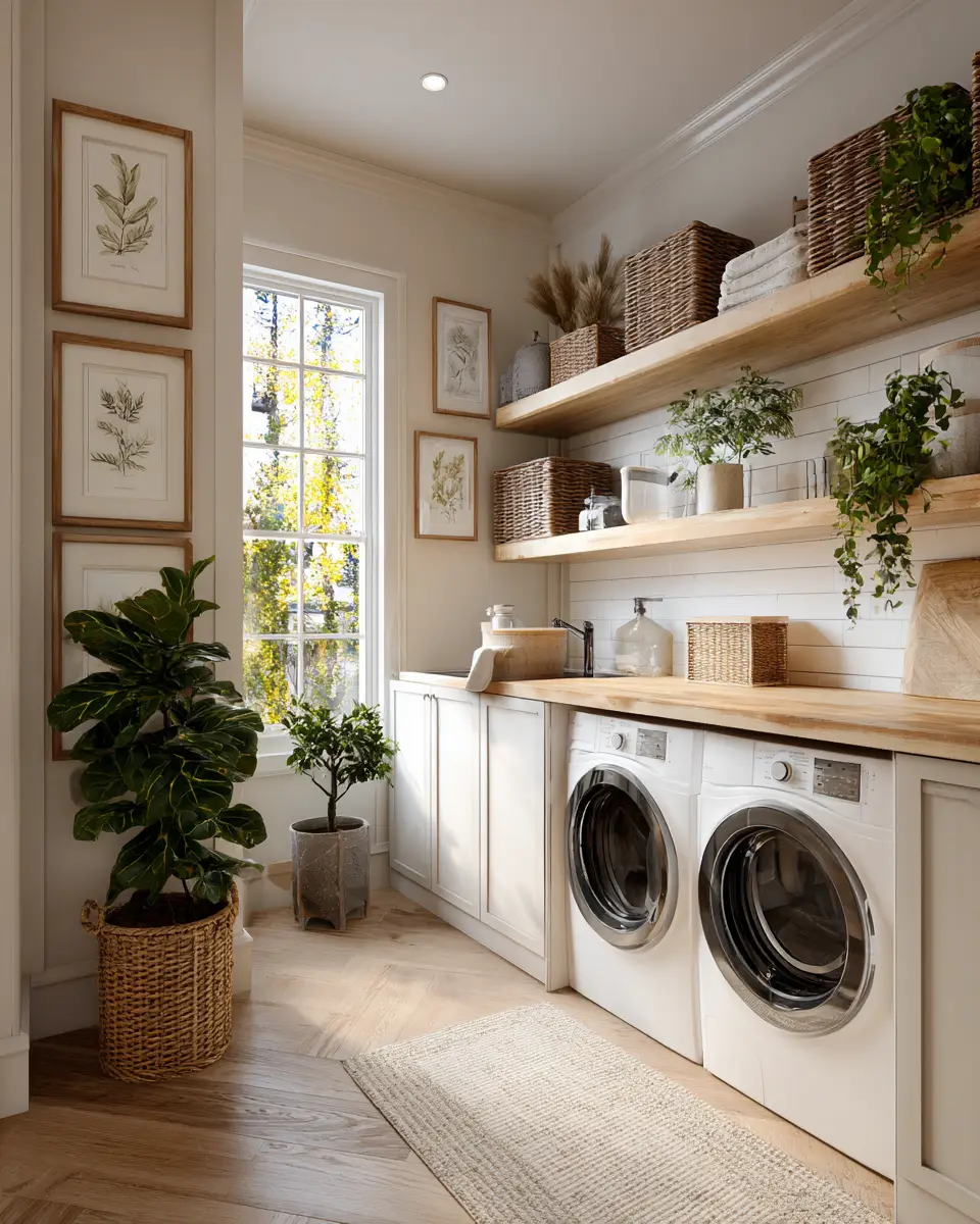 Airy Grandmillennial Laundry Room Decor Ideas