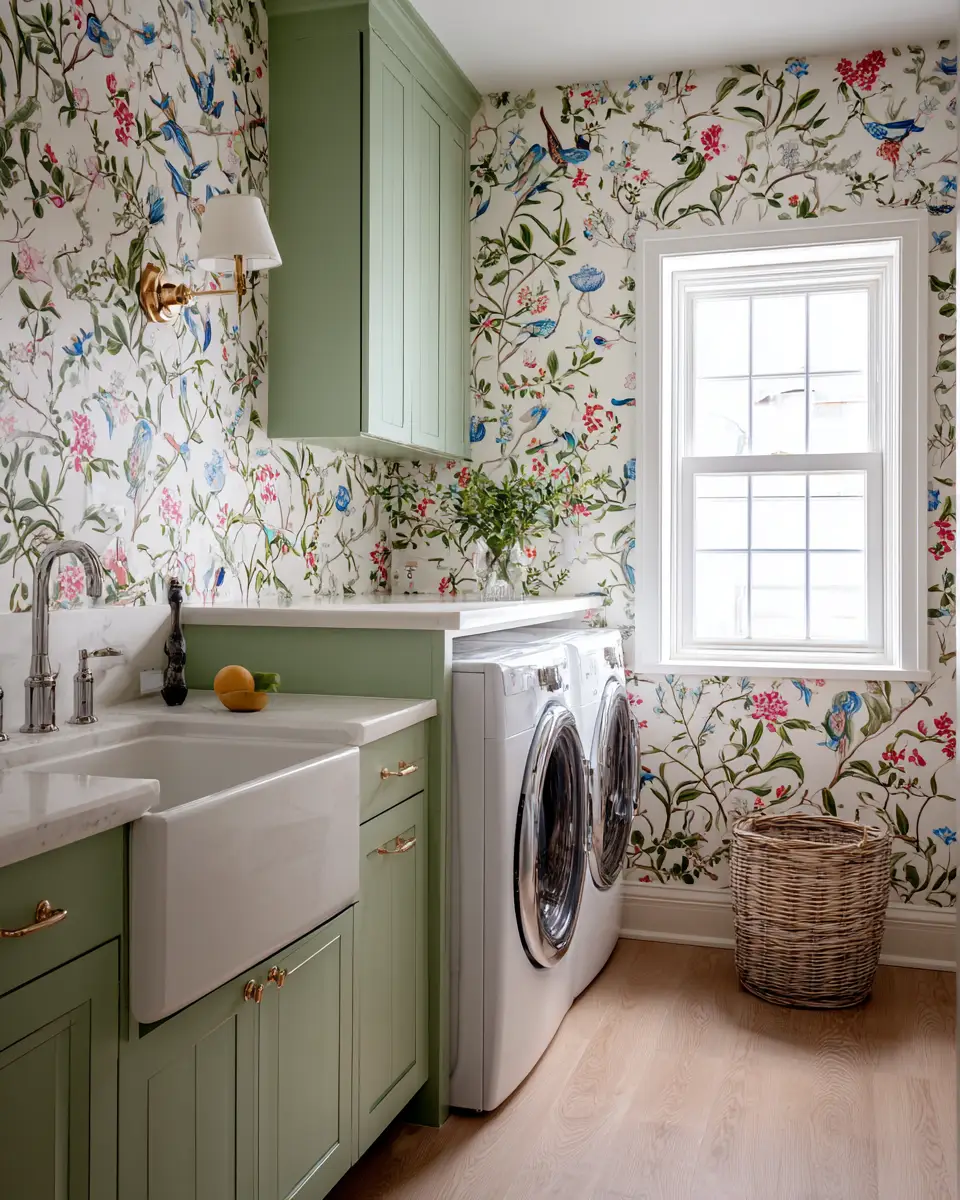 Airy Grandmillennial Laundry Room Decor Ideas
