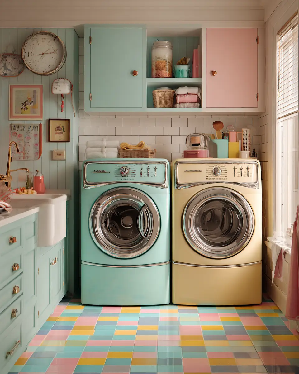 Airy Grandmillennial Laundry Room Decor Ideas