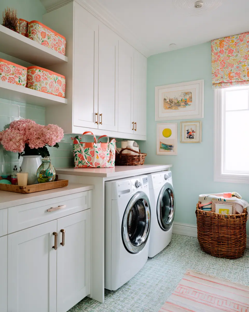 Airy Grandmillennial Laundry Room Decor Ideas