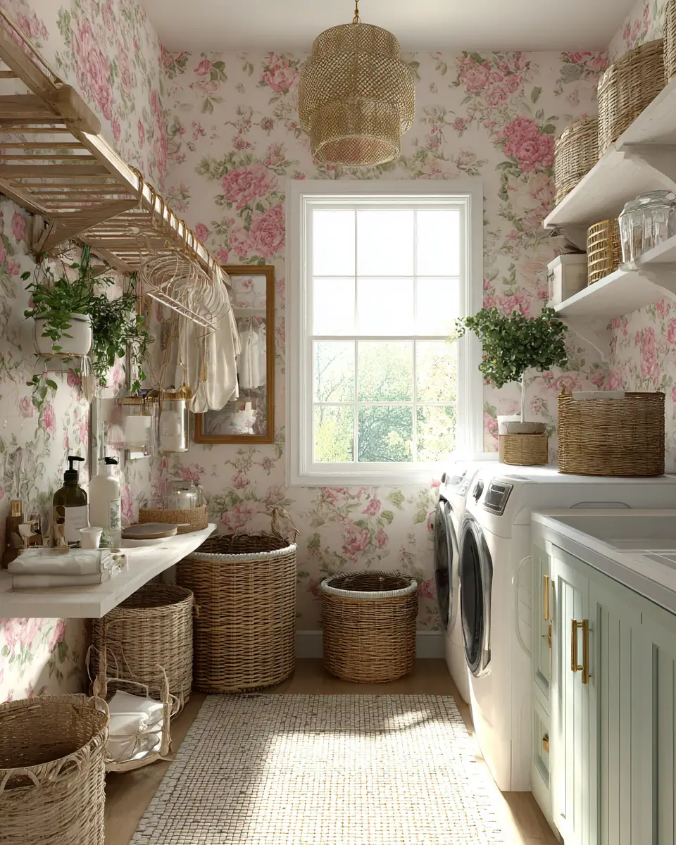 Airy Grandmillennial Laundry Room Decor Ideas