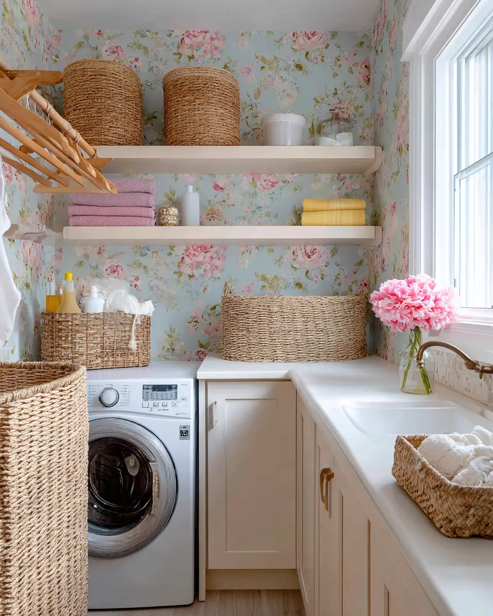 Airy Grandmillennial Laundry Room Decor Ideas