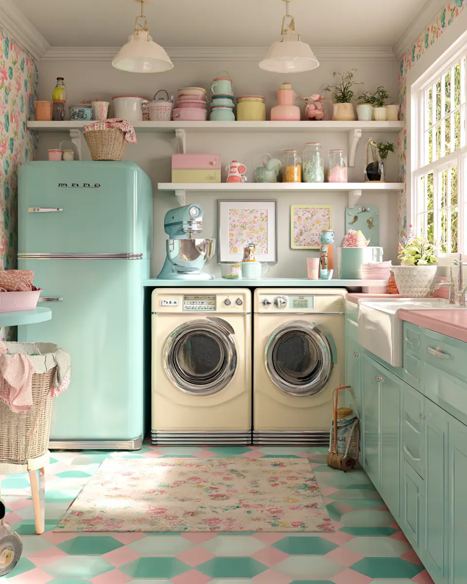 Airy Grandmillennial Laundry Room Decor Ideas