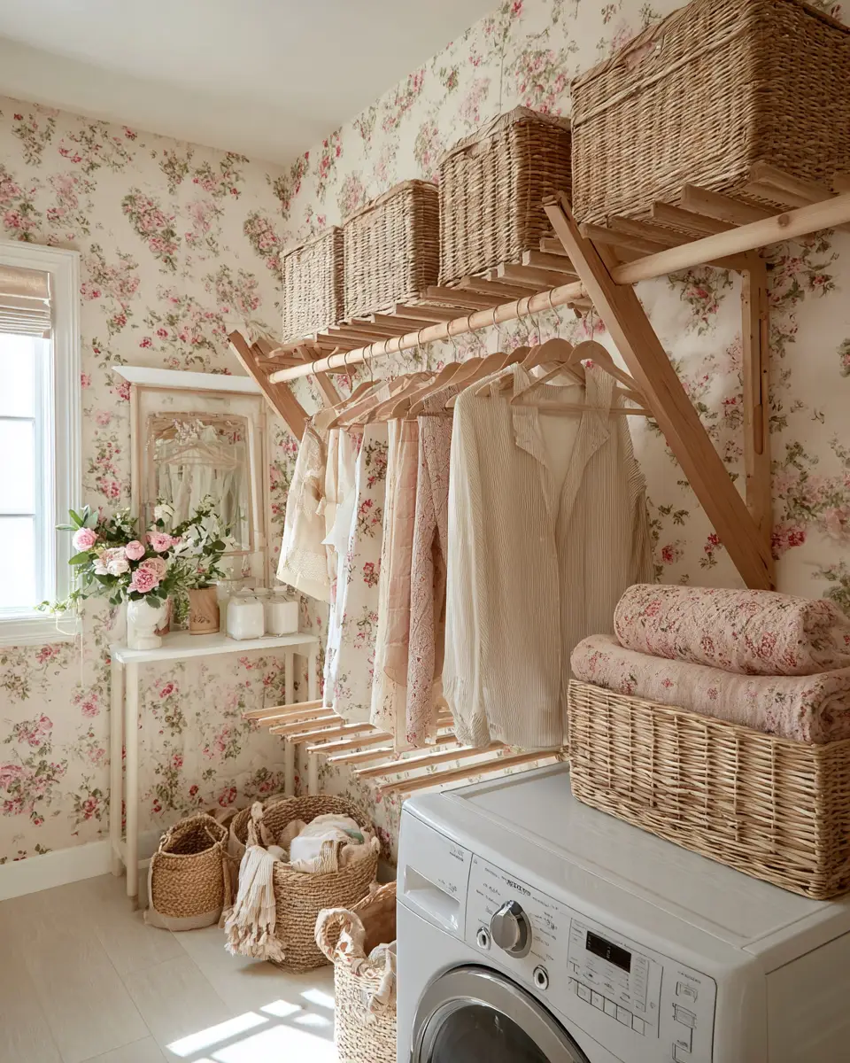 Airy Grandmillennial Laundry Room Decor Ideas