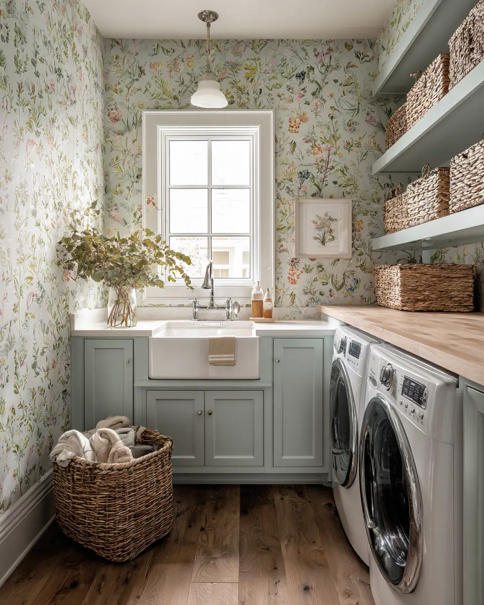 Airy Grandmillennial Laundry Room Decor Ideas