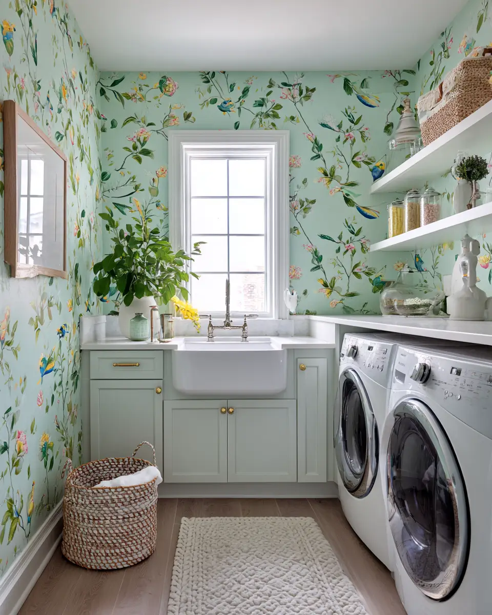 Airy Grandmillennial Laundry Room Decor Ideas