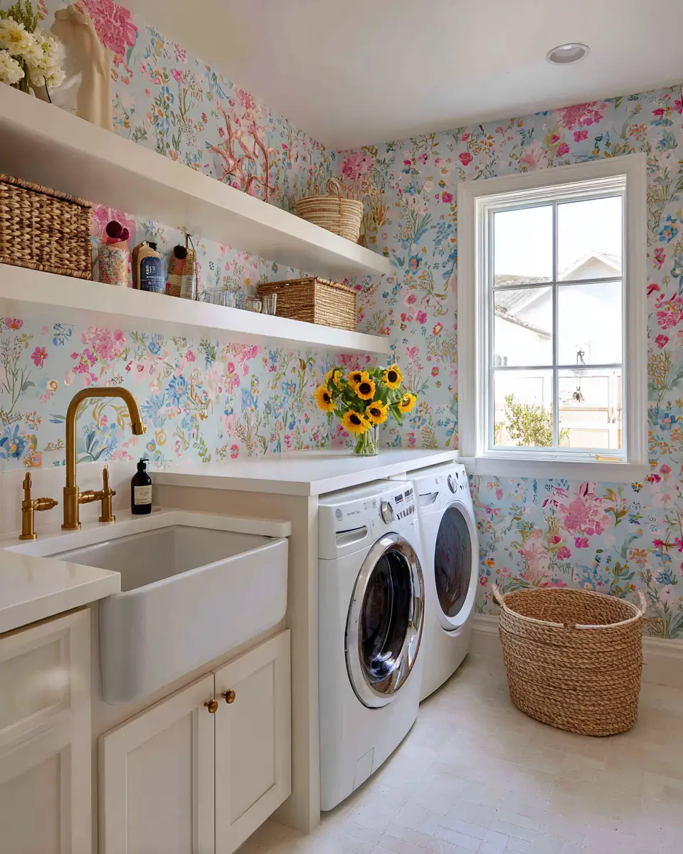 Airy Grandmillennial Laundry Room Decor Ideas