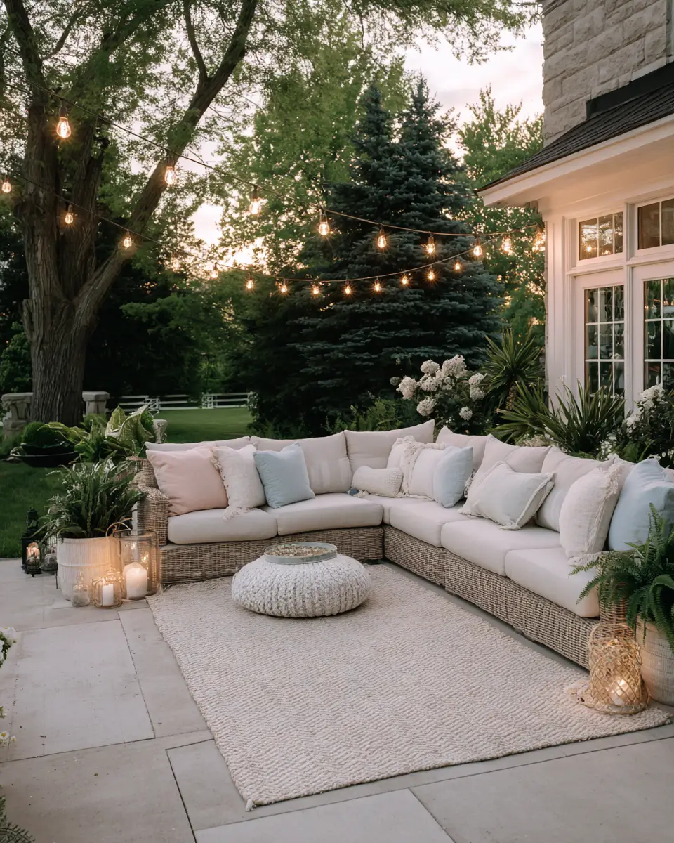 Airy Modern Farmhouse Patio Decor Ideas - Featured