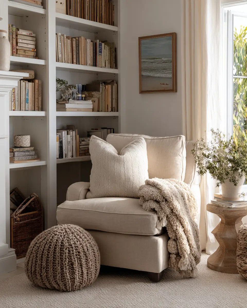 Beige Coastal Living Room Decor Ideas