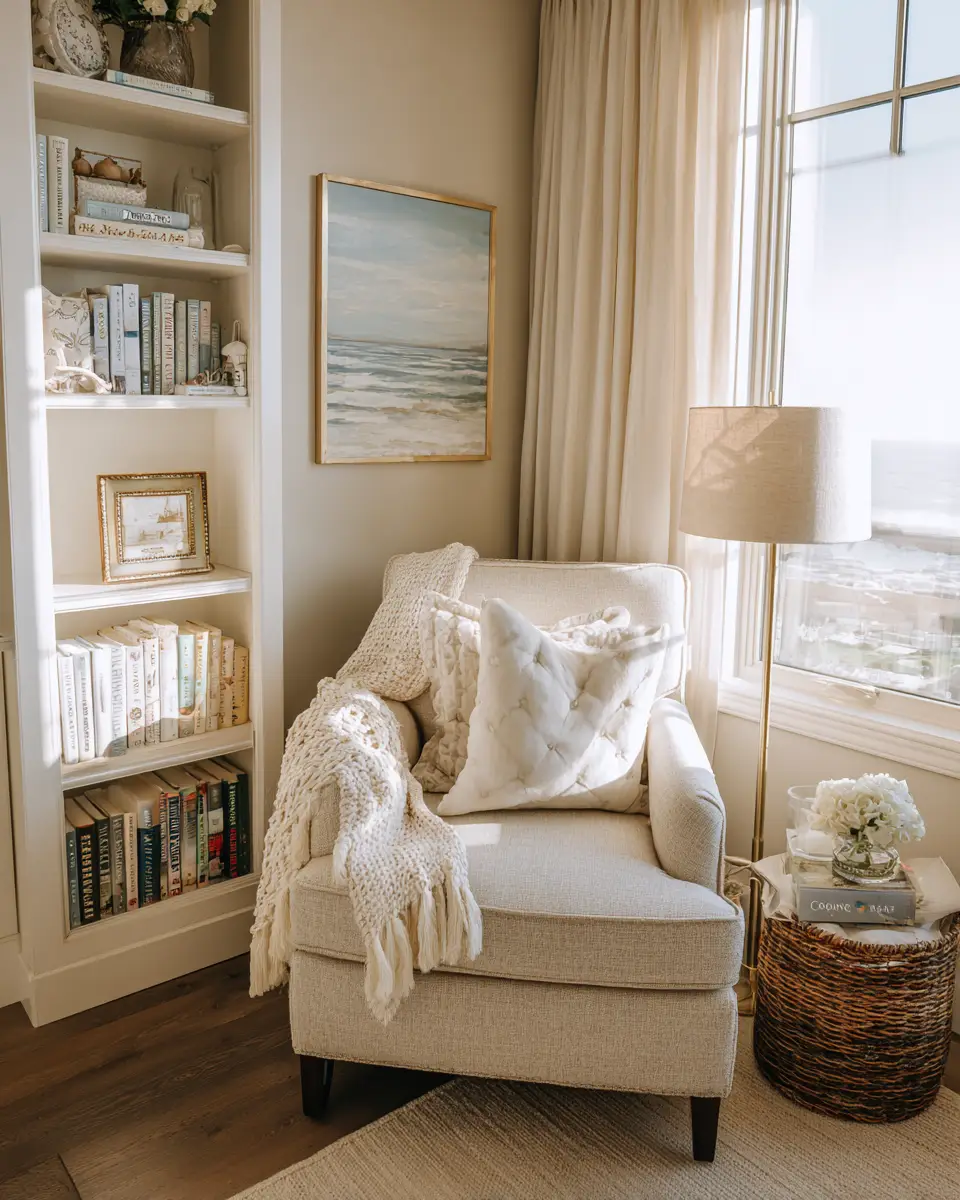 Beige Coastal Living Room Decor Ideas