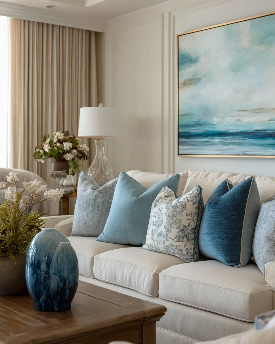 Beige Coastal Living Room Decor Ideas