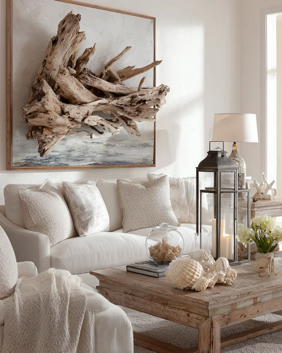 Beige Coastal Living Room Decor Ideas