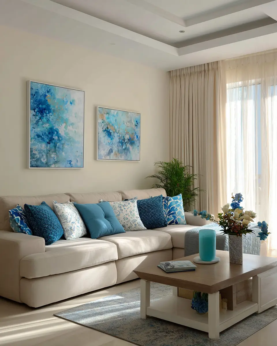 Beige Coastal Living Room Decor Ideas