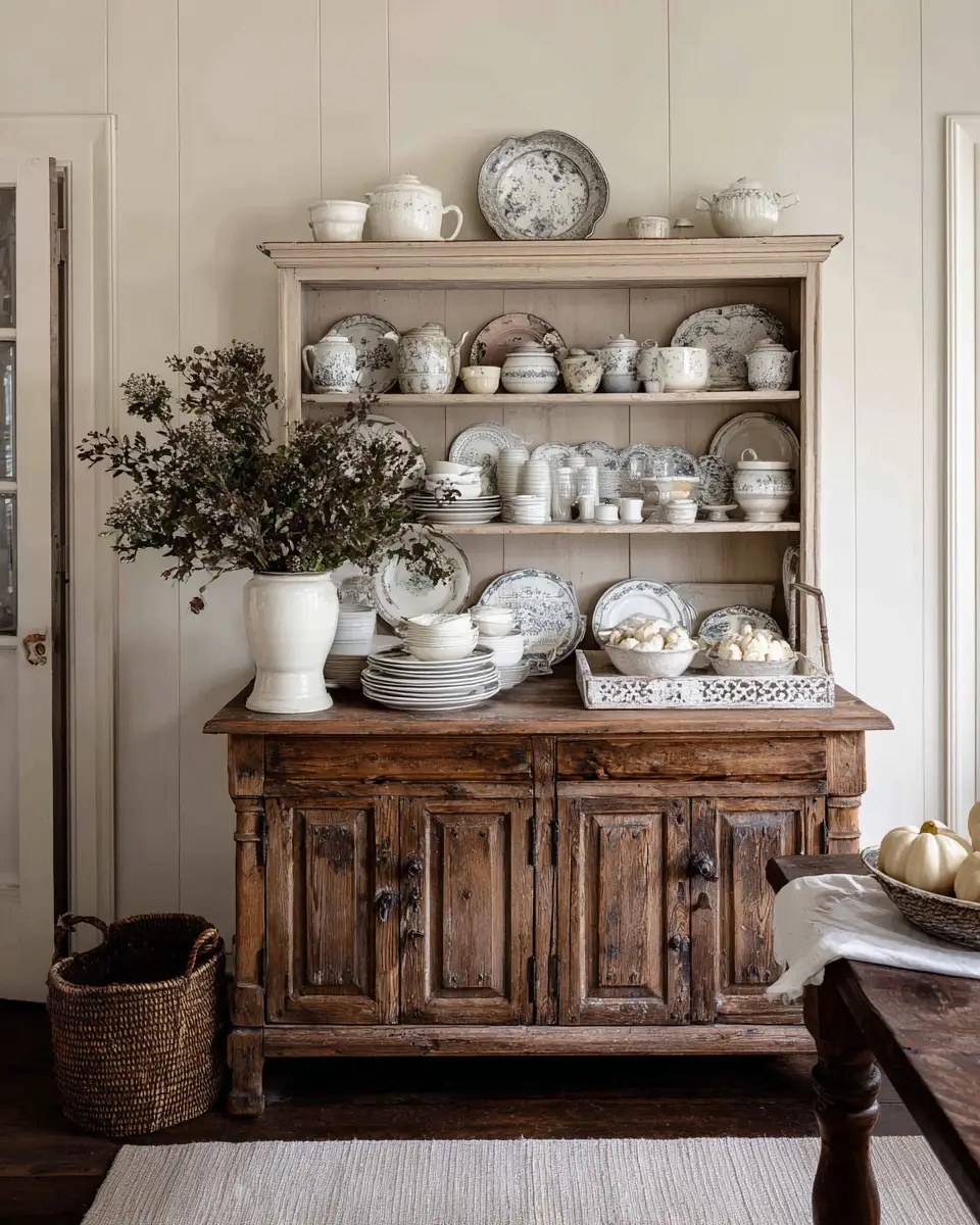 Beige Farmhouse Dining Room Decor Ideas