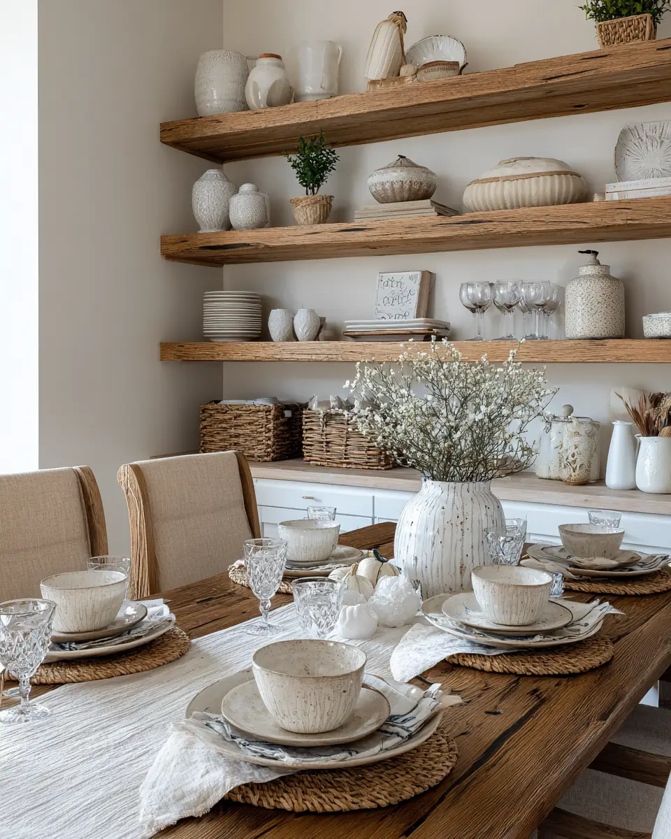 Beige Farmhouse Dining Room Decor Ideas