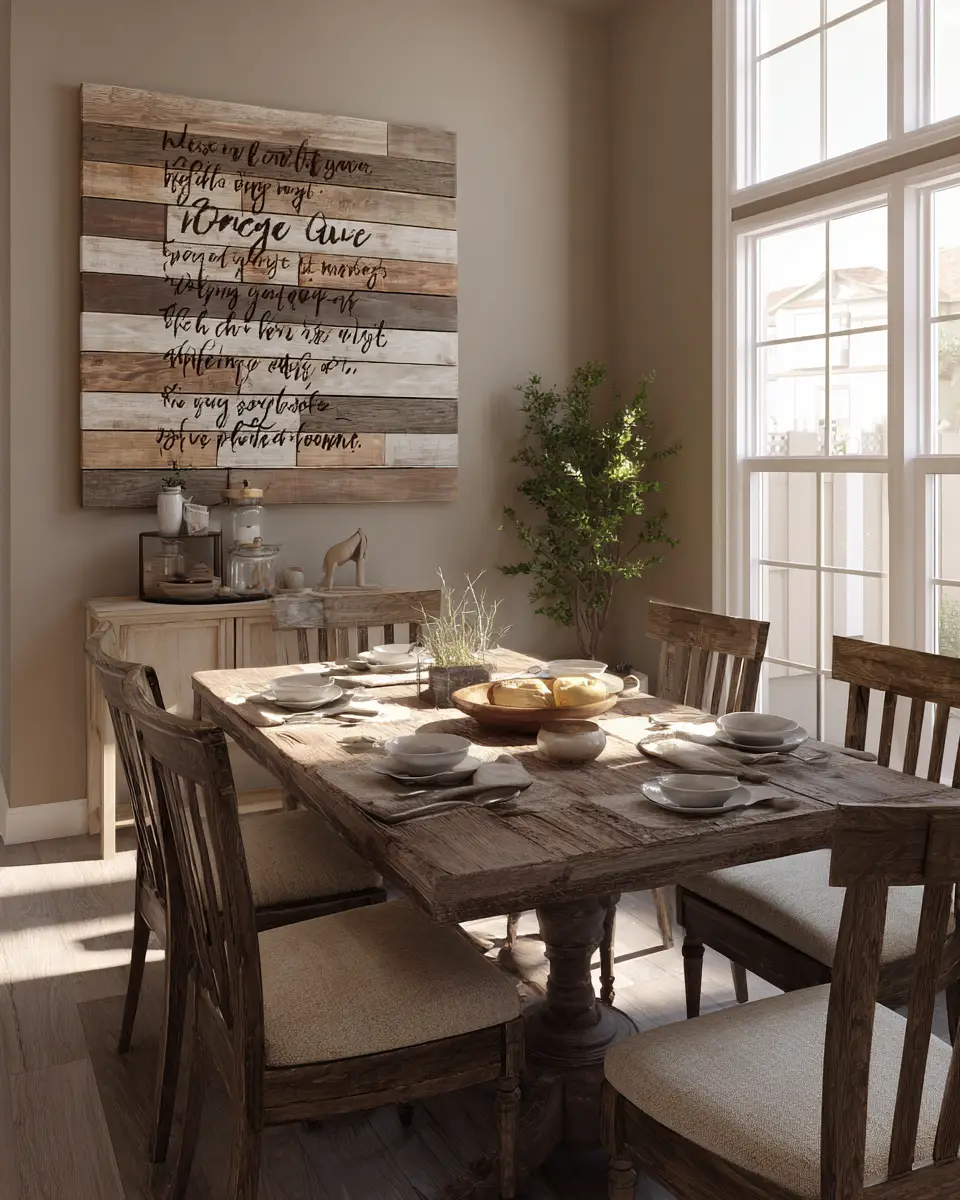 Beige Farmhouse Dining Room Decor Ideas
