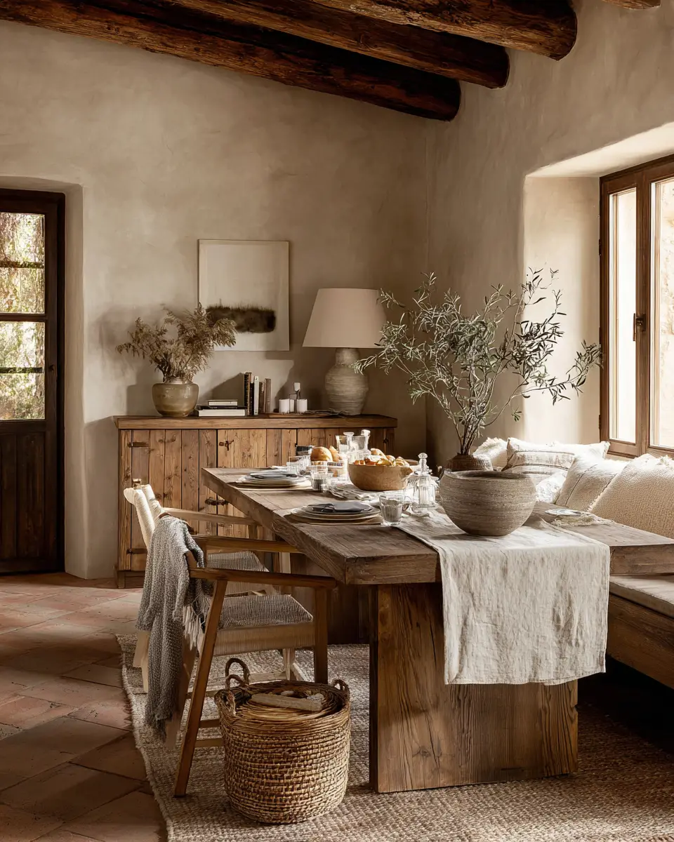 Beige Farmhouse Dining Room Decor Ideas