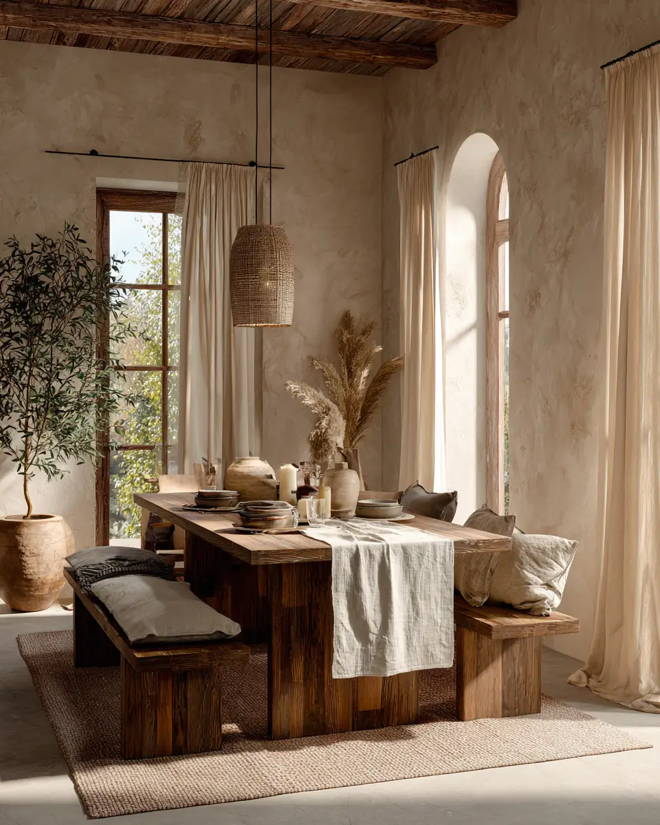 Beige Farmhouse Dining Room Decor Ideas