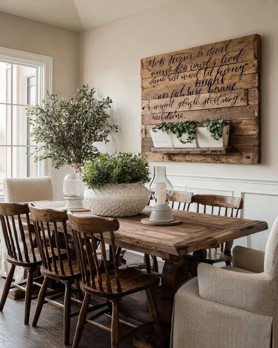 Beige Farmhouse Dining Room Decor Ideas