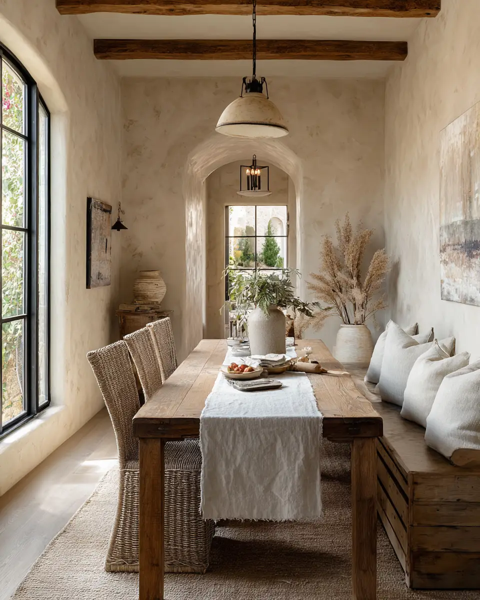 Beige Farmhouse Dining Room Decor Ideas