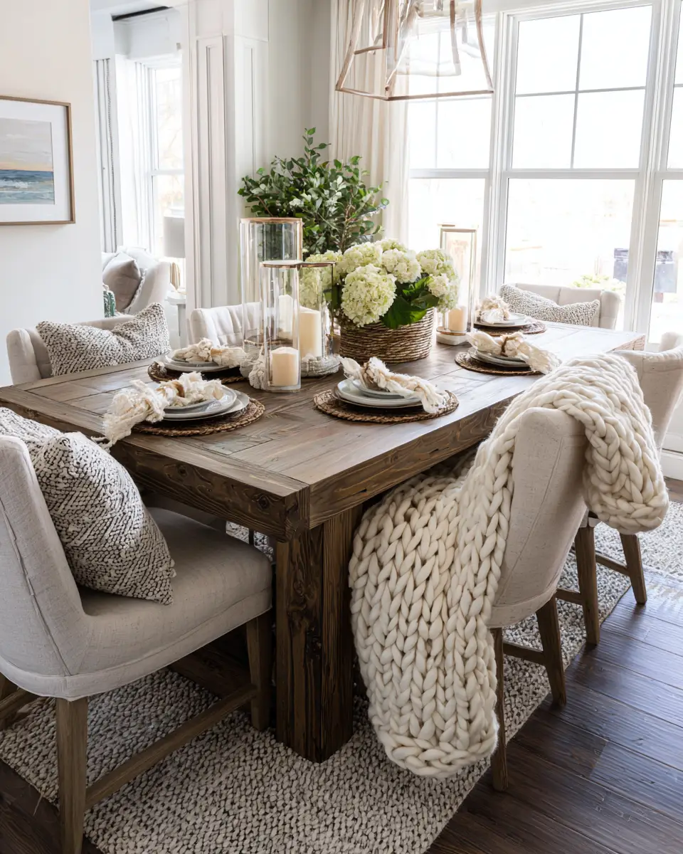 Beige Farmhouse Dining Room Decor Ideas