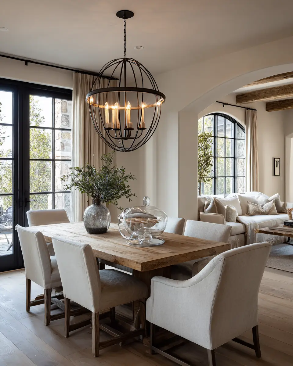 Beige Farmhouse Dining Room Decor Ideas