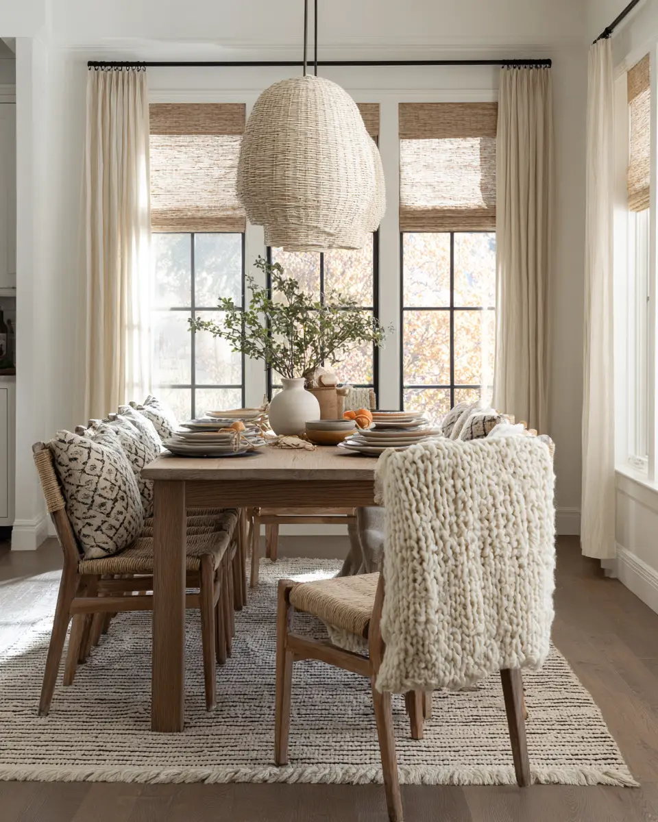 Beige Farmhouse Dining Room Decor Ideas