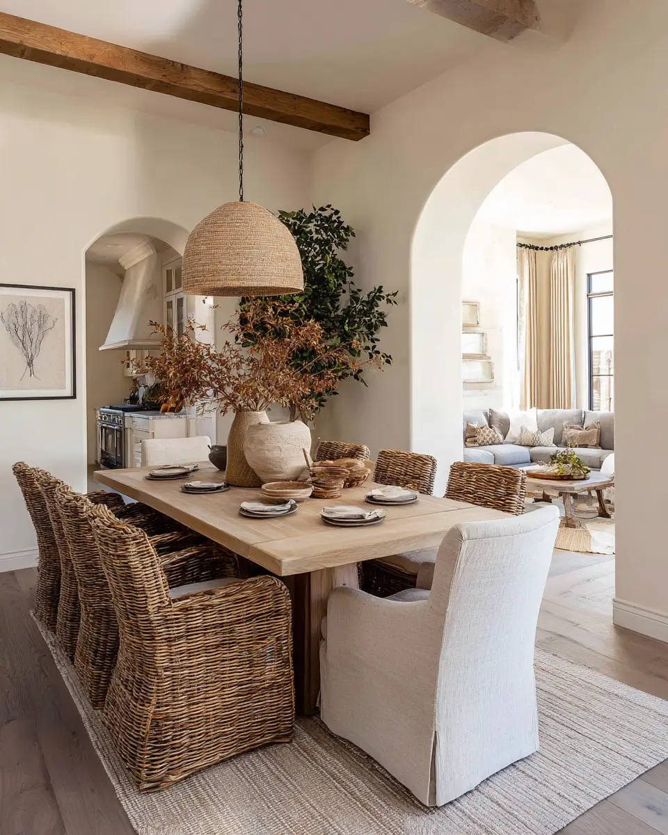 Beige Farmhouse Dining Room Decor Ideas