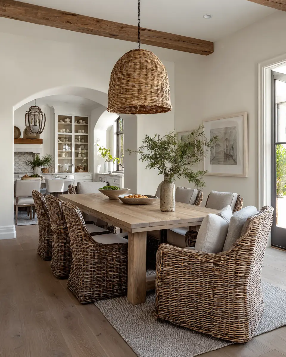 Beige Farmhouse Dining Room Decor Ideas