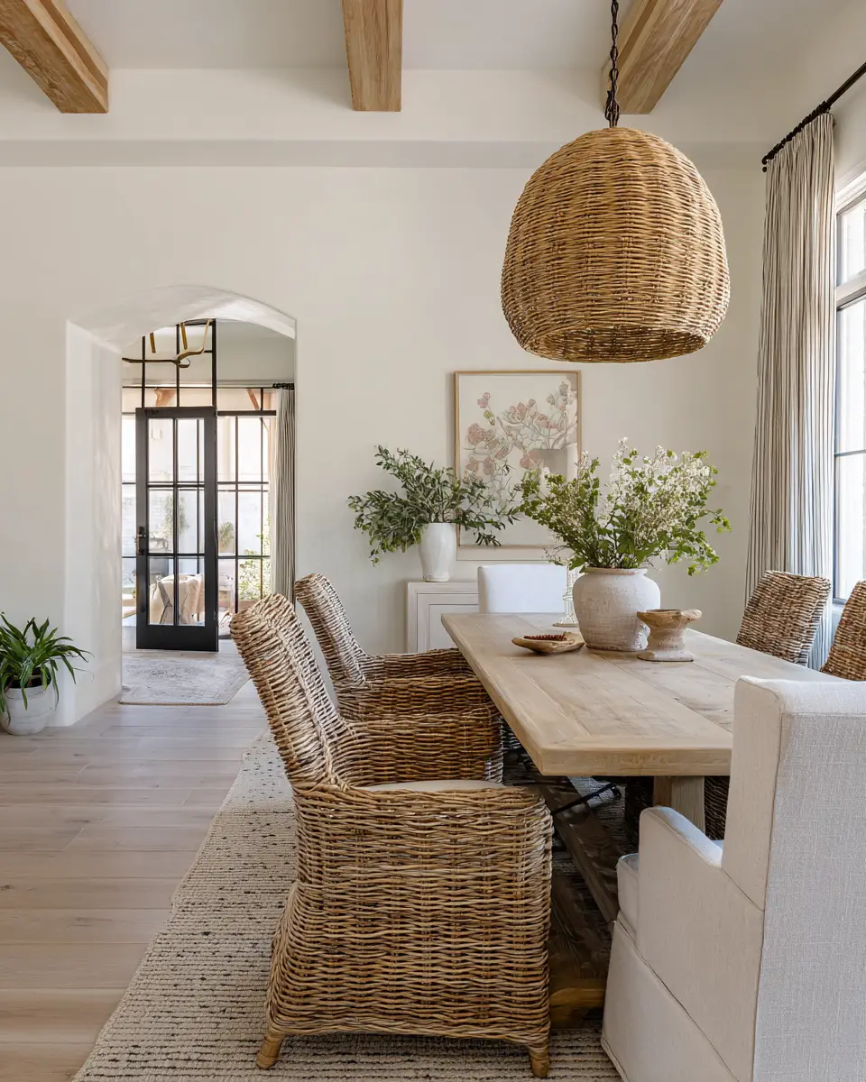 Beige Farmhouse Dining Room Decor Ideas