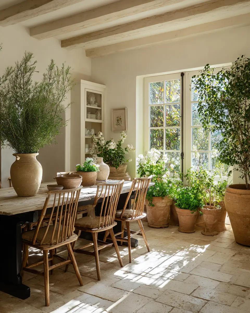 Beige Farmhouse Dining Room Decor Ideas