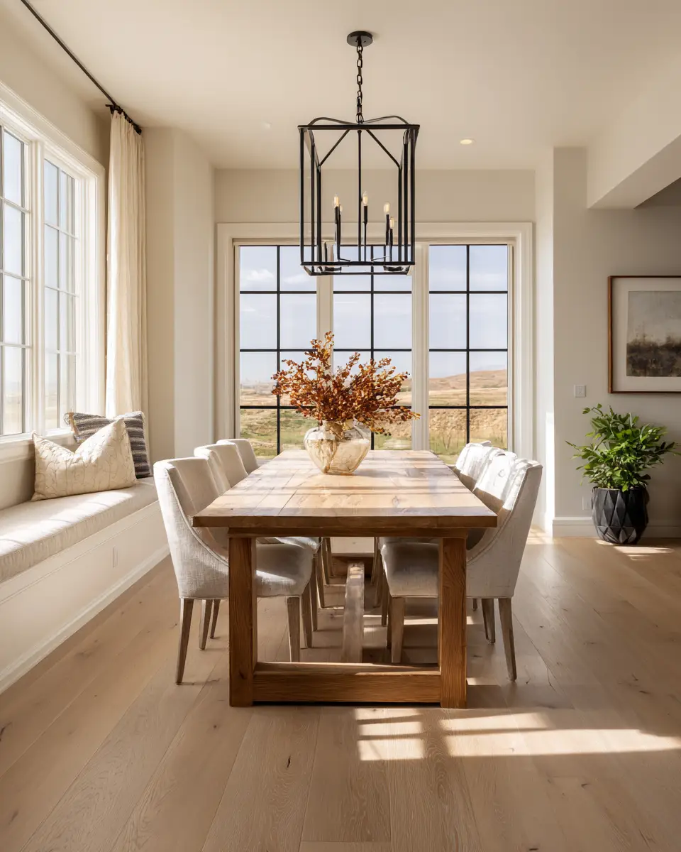 Beige Farmhouse Dining Room Decor Ideas