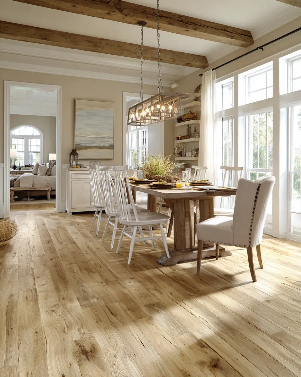 Beige Farmhouse Dining Room Decor Ideas