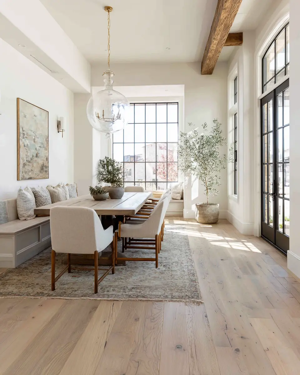 Beige Farmhouse Dining Room Decor Ideas