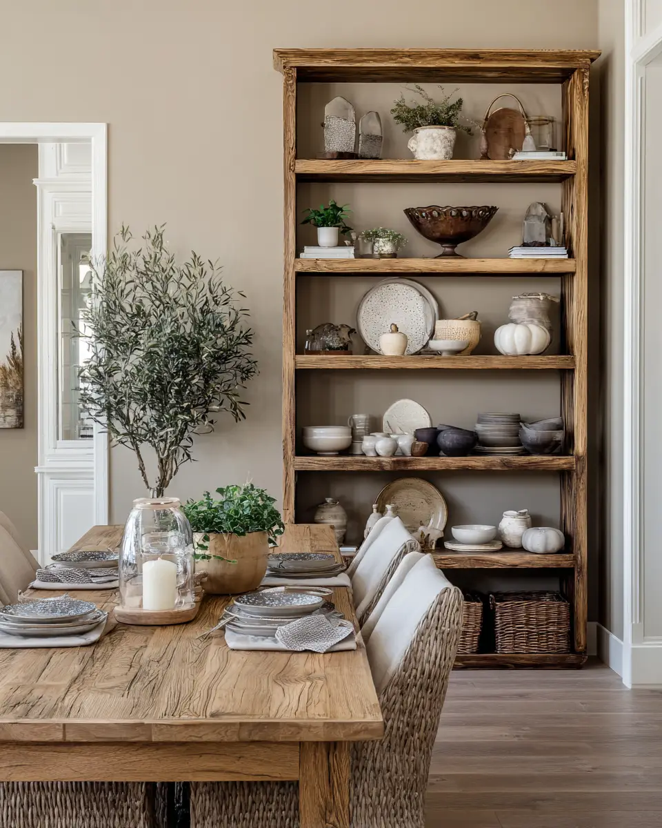 Beige Farmhouse Dining Room Decor Ideas