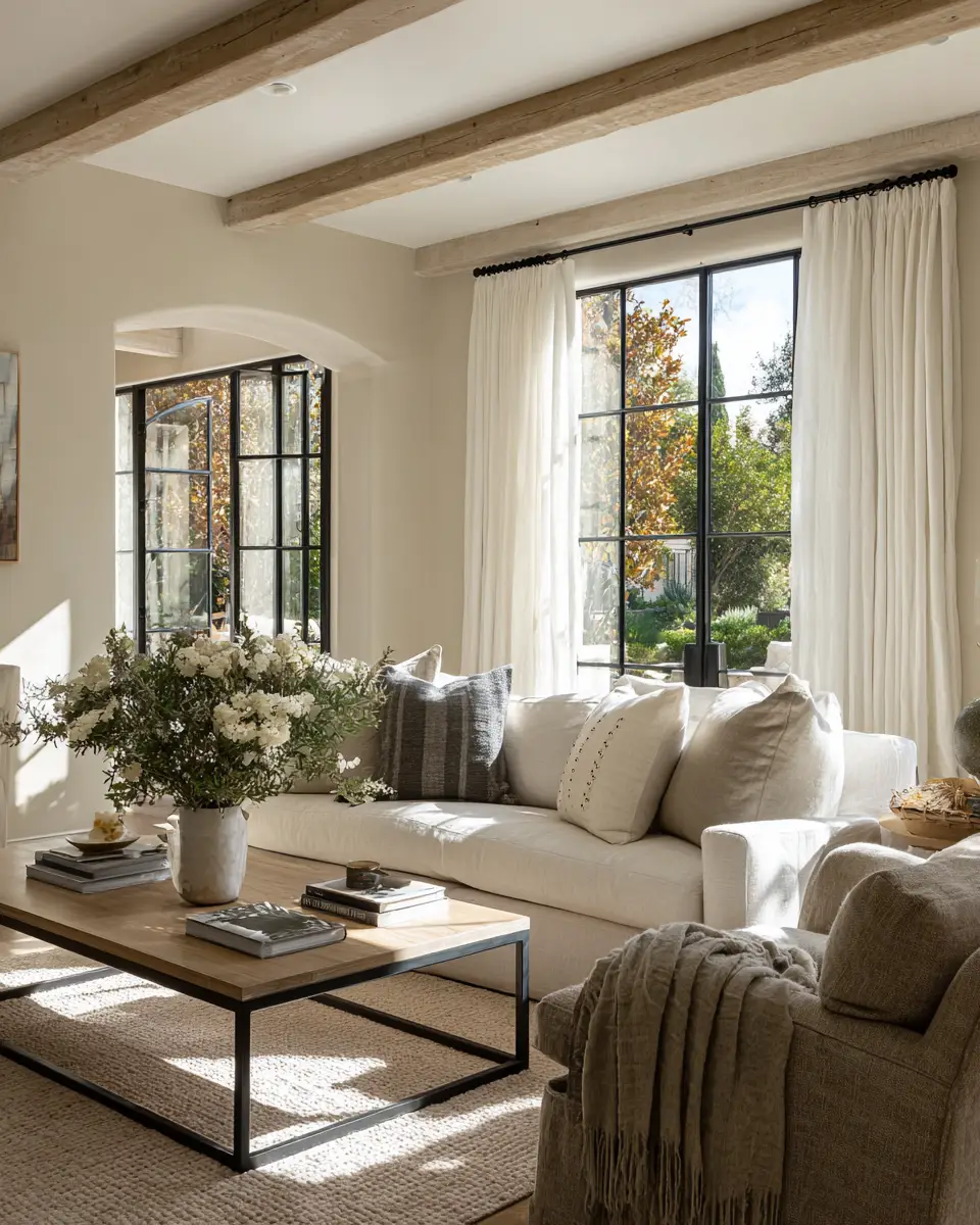 Beige Farmhouse Living Room Decor Ideas