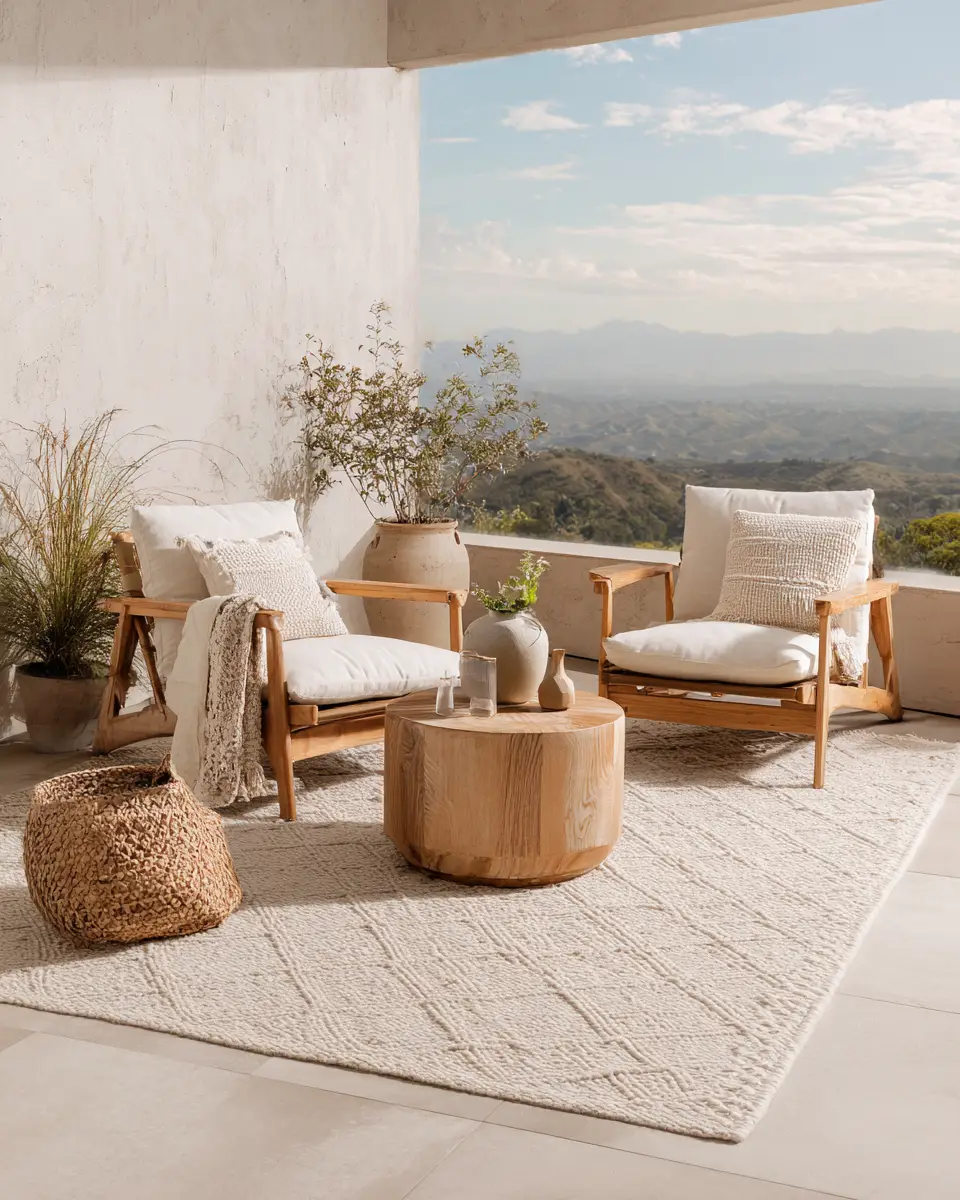 Beige Minimalist Balcony Decor Ideas