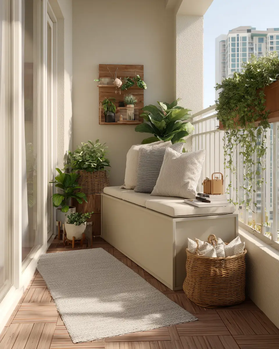 Beige Minimalist Balcony Decor Ideas