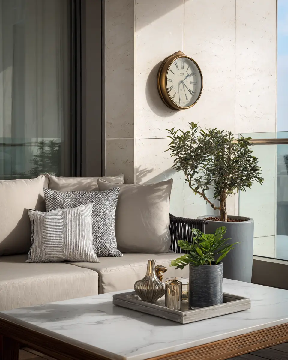 Beige Minimalist Balcony Decor Ideas