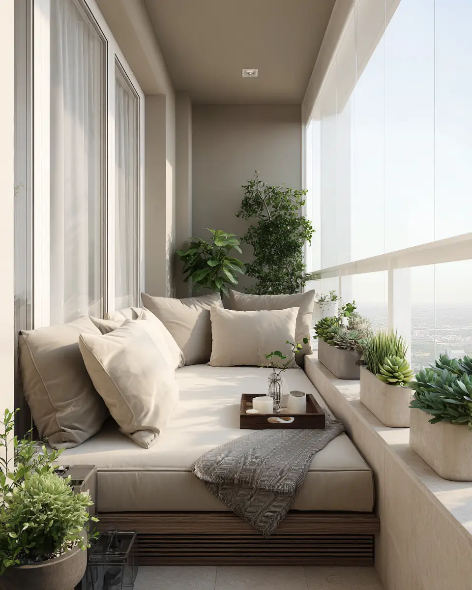 Beige Minimalist Balcony Decor Ideas