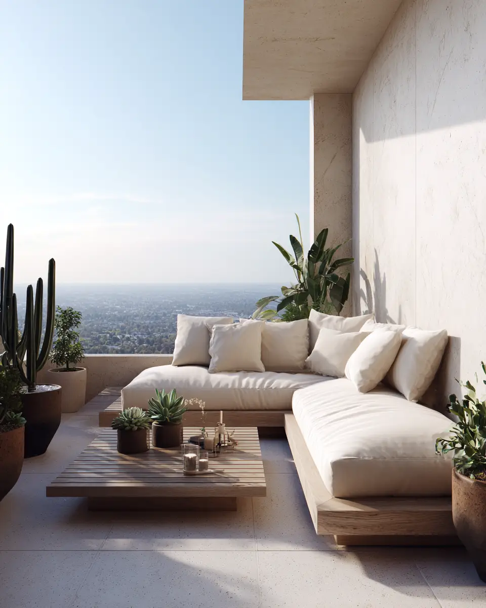 Beige Minimalist Balcony Decor Ideas