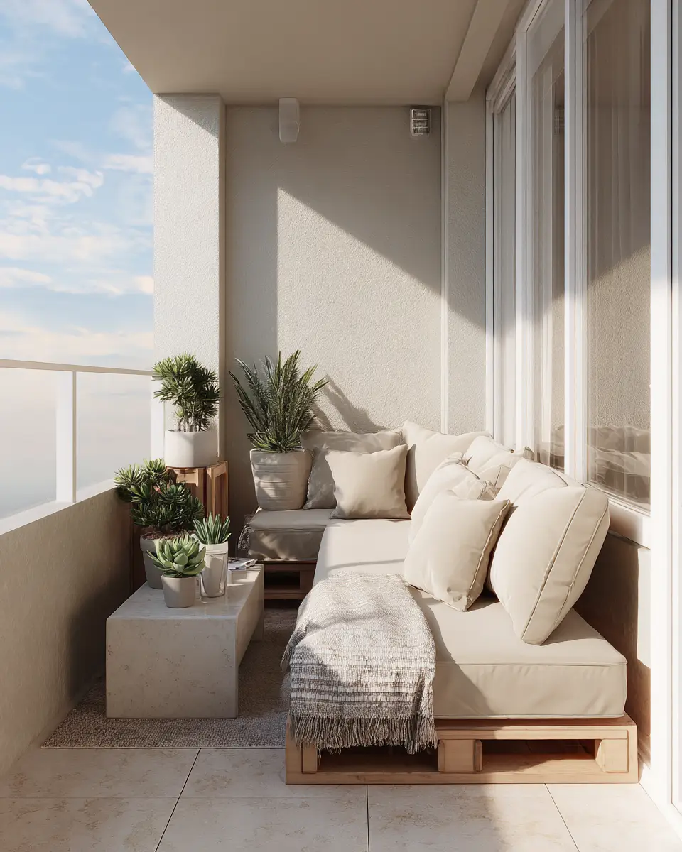 Beige Minimalist Balcony Decor Ideas