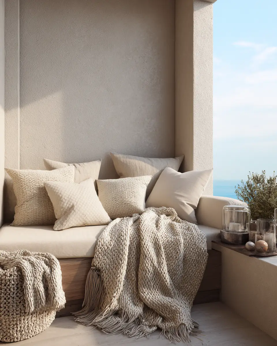 Beige Minimalist Balcony Decor Ideas