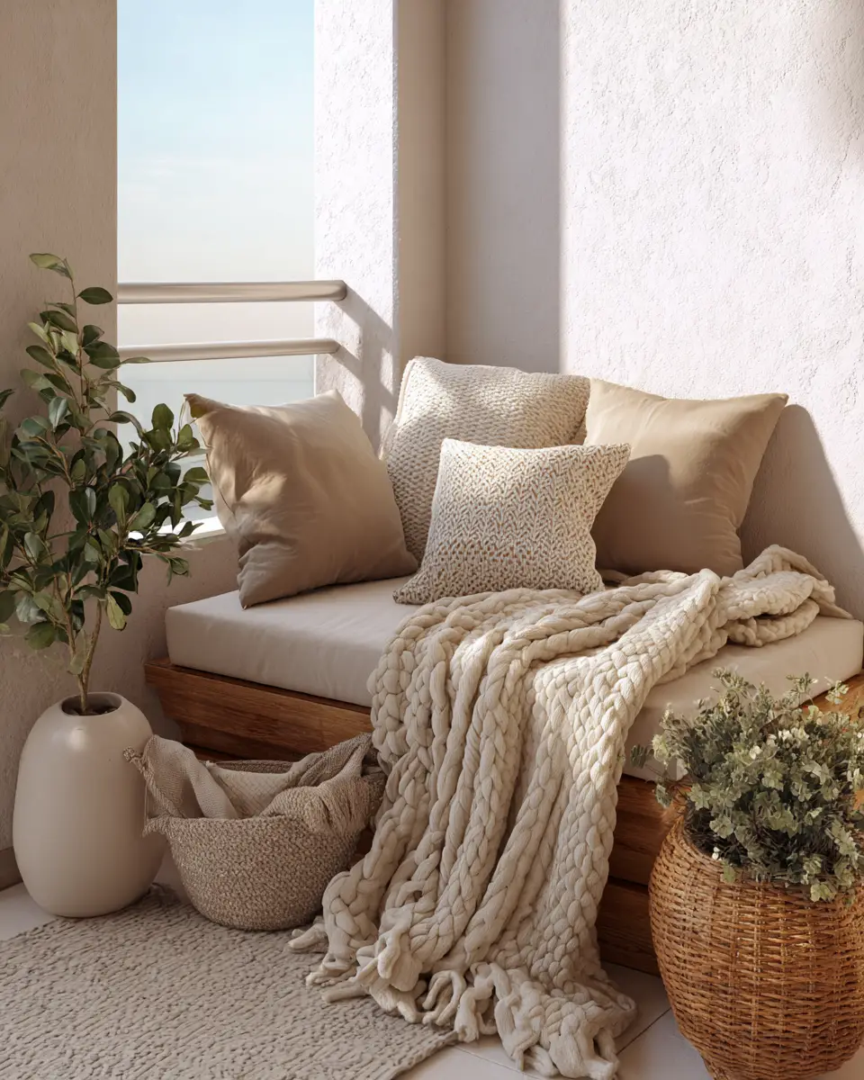 Beige Minimalist Balcony Decor Ideas