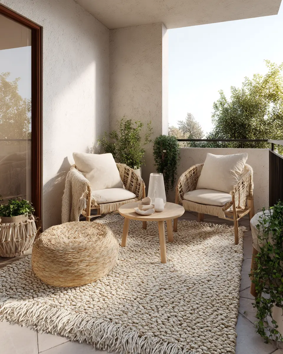 Beige Minimalist Balcony Decor Ideas