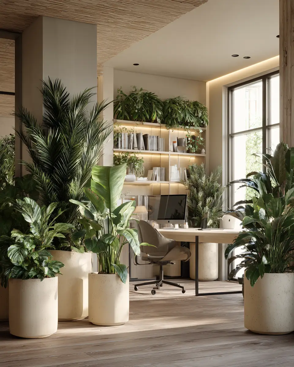 Beige Organic Modern Home Office Decor Ideas