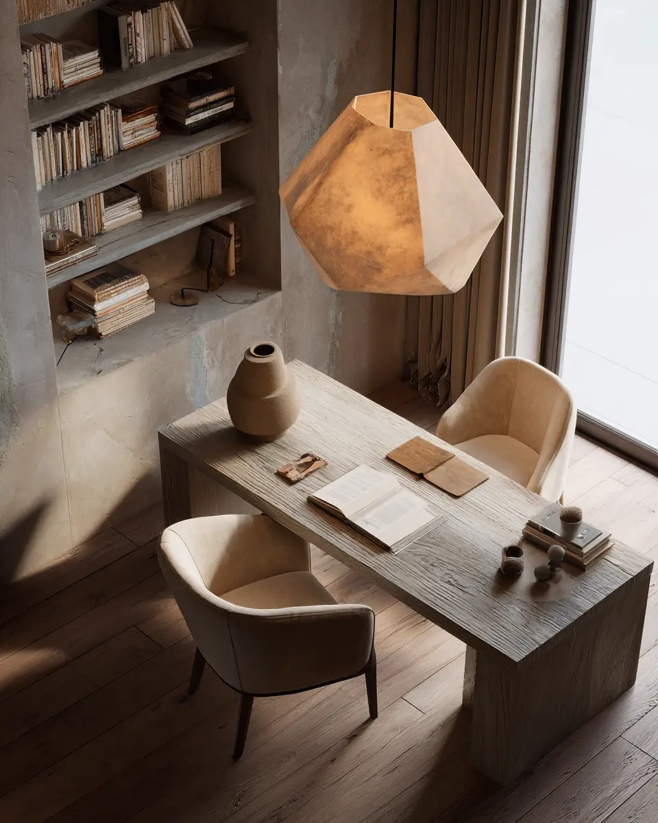 Beige Organic Modern Home Office Decor Ideas