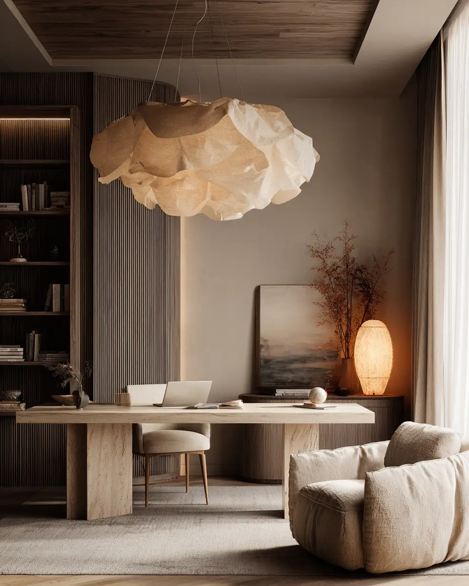 Beige Organic Modern Home Office Decor Ideas
