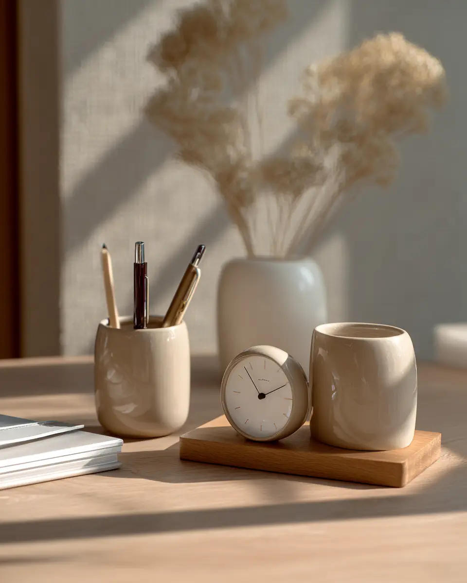 Beige Organic Modern Home Office Decor Ideas