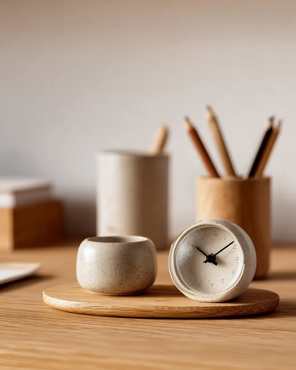 Beige Organic Modern Home Office Decor Ideas